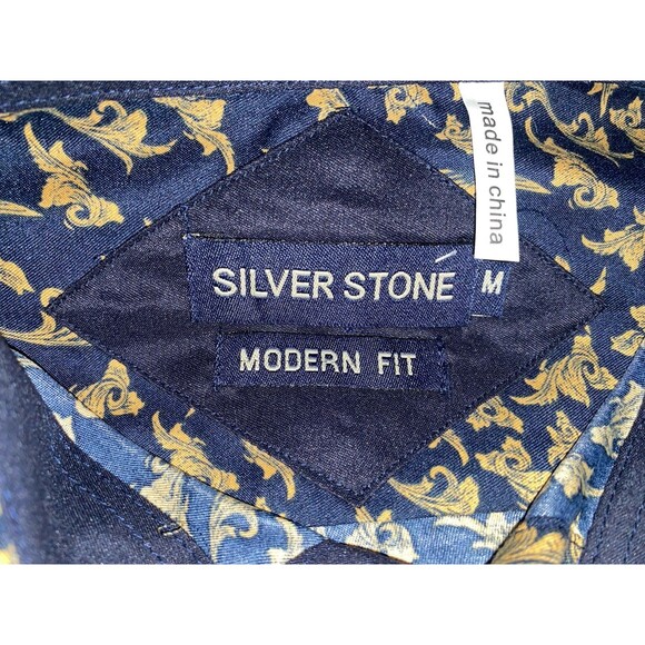 Silver Stone Long Sleeve Floral Design Button Down Shirt Size M Mens - Picture 6 of 7